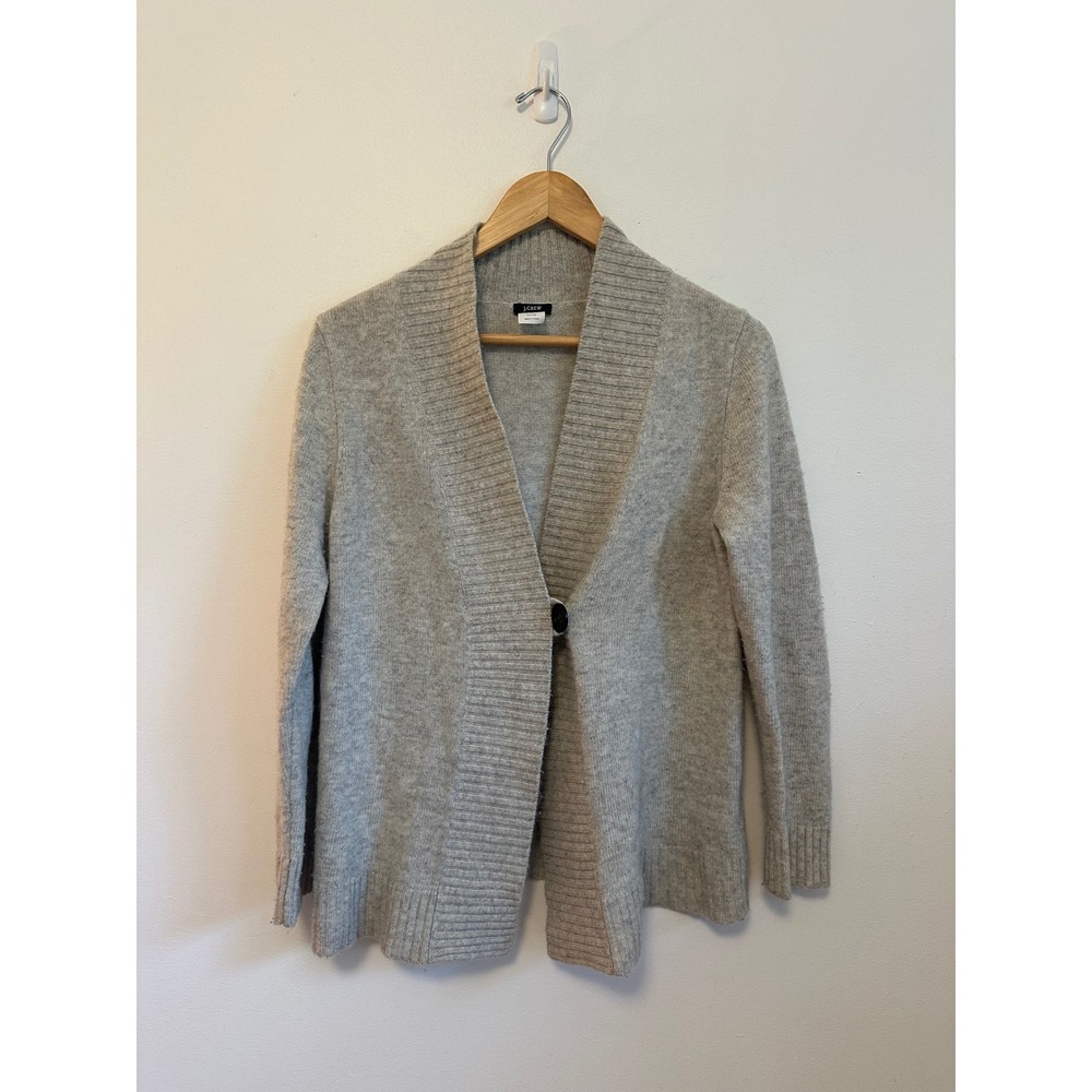 J. Crew Gray Wool and Cashmere Shawl Collar Cardigan Sweater | Size Medium